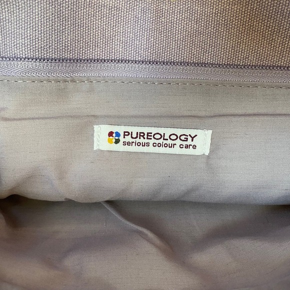 Pureology Tote Bag Striped Canvas Red Purple White Shoulder And Hand Strap Zip - Picture 3 of 4